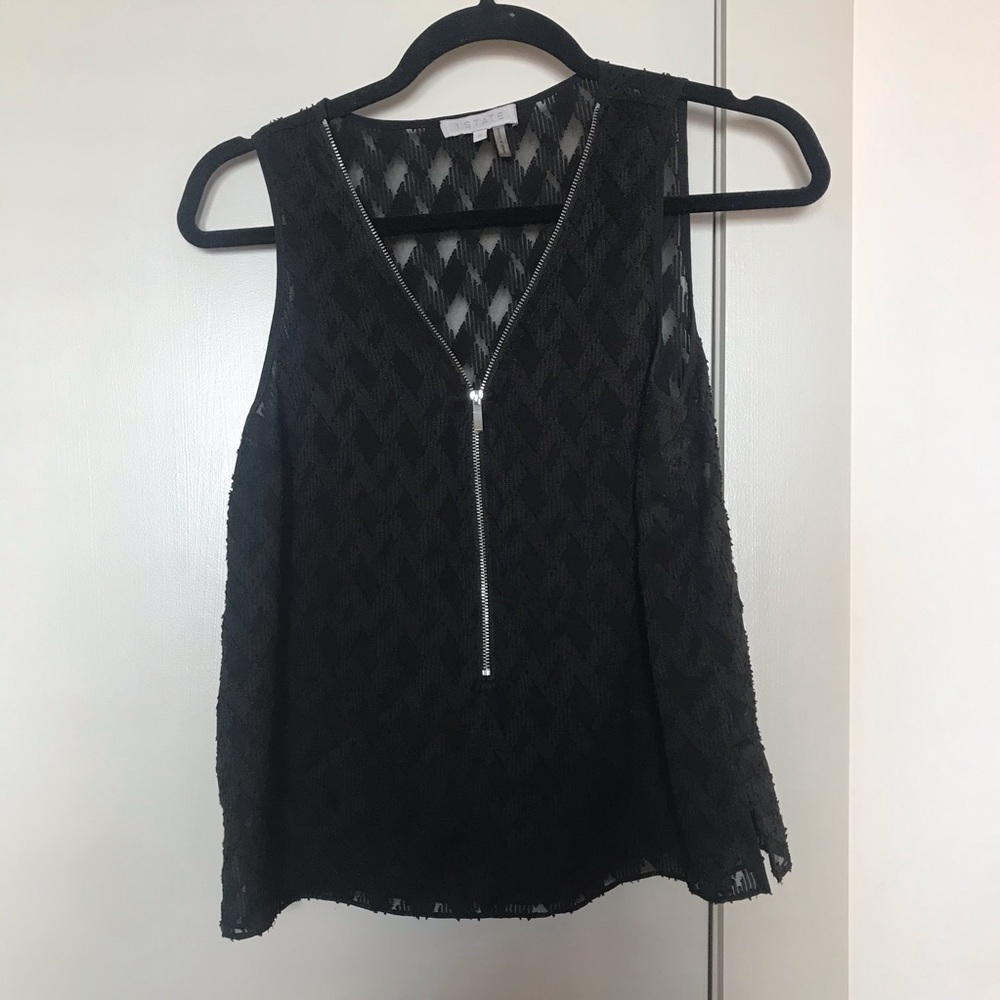 1 State Black Tank Top With Detailing Small